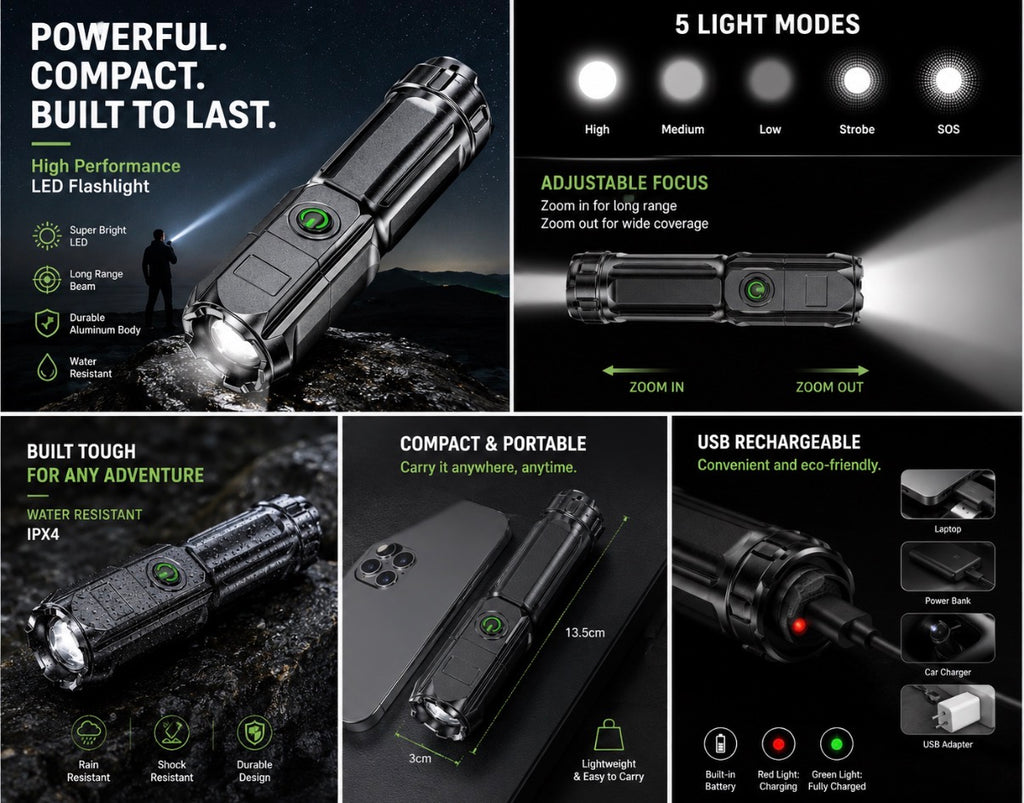 ApolloFire Rechargeable Tactical LED Flashlight
