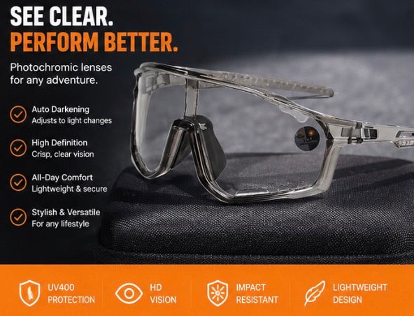 Photochromic Sports Sunglasses – UV400 HD Vision Outdoor Glasses