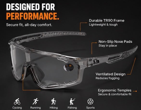Photochromic Sports Sunglasses – UV400 HD Vision Outdoor Glasses