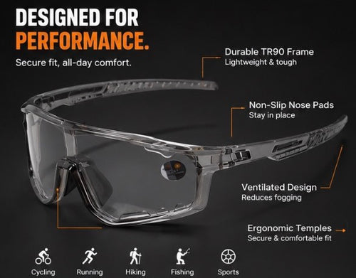 Photochromic Sports Sunglasses – UV400 HD Vision Outdoor Glasses