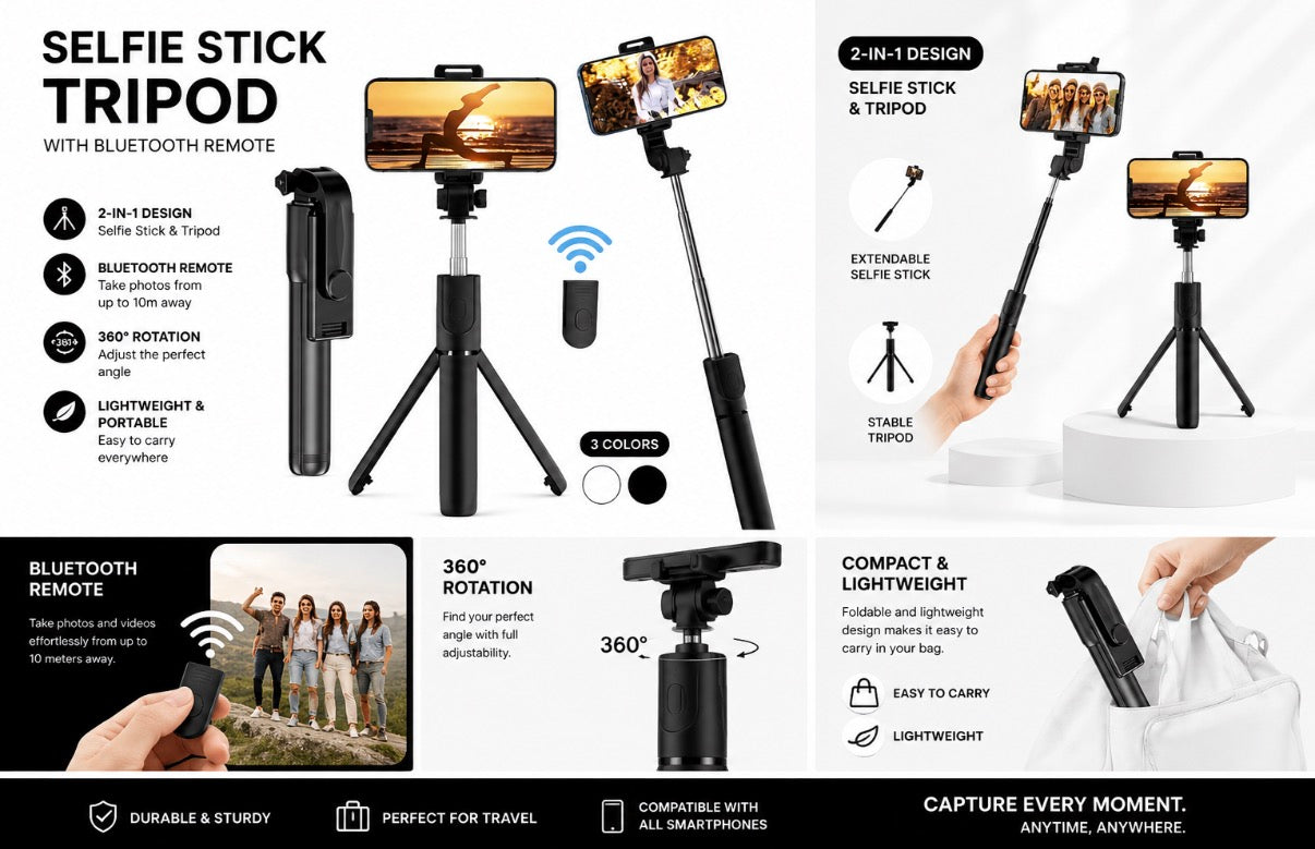 SnapPro™ Bluetooth Selfie Stick Tripod